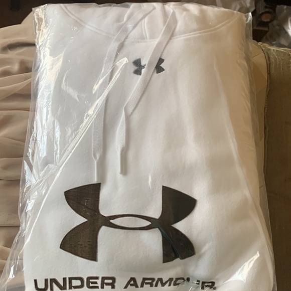 Under Armour Womens Hustle Fleece Hoodie , White (100)/Graphite , Large - Picture 8 of 8